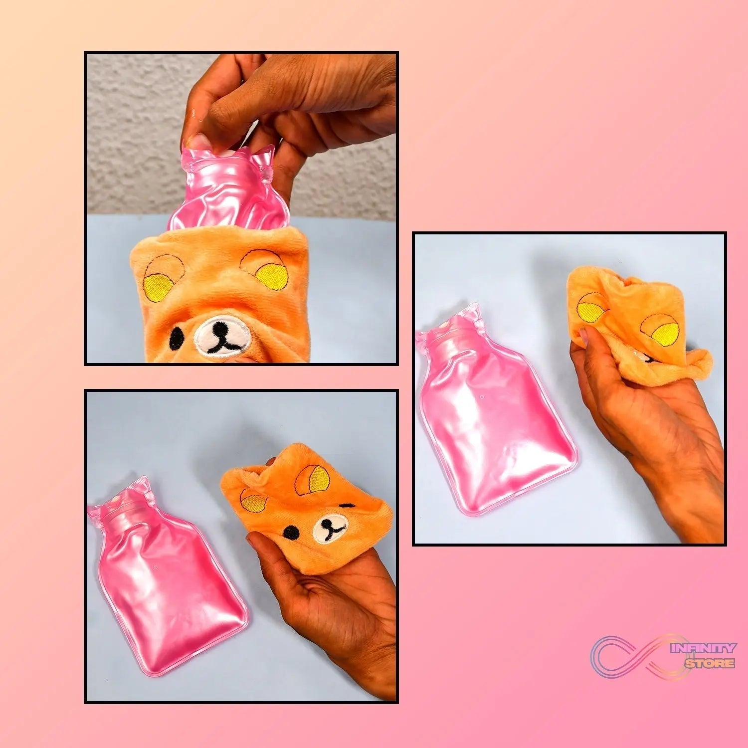 Warm Hug from a Panda: Orange Panda Hot Water Bottle for Pain Relief - infinityexculsivestore.com