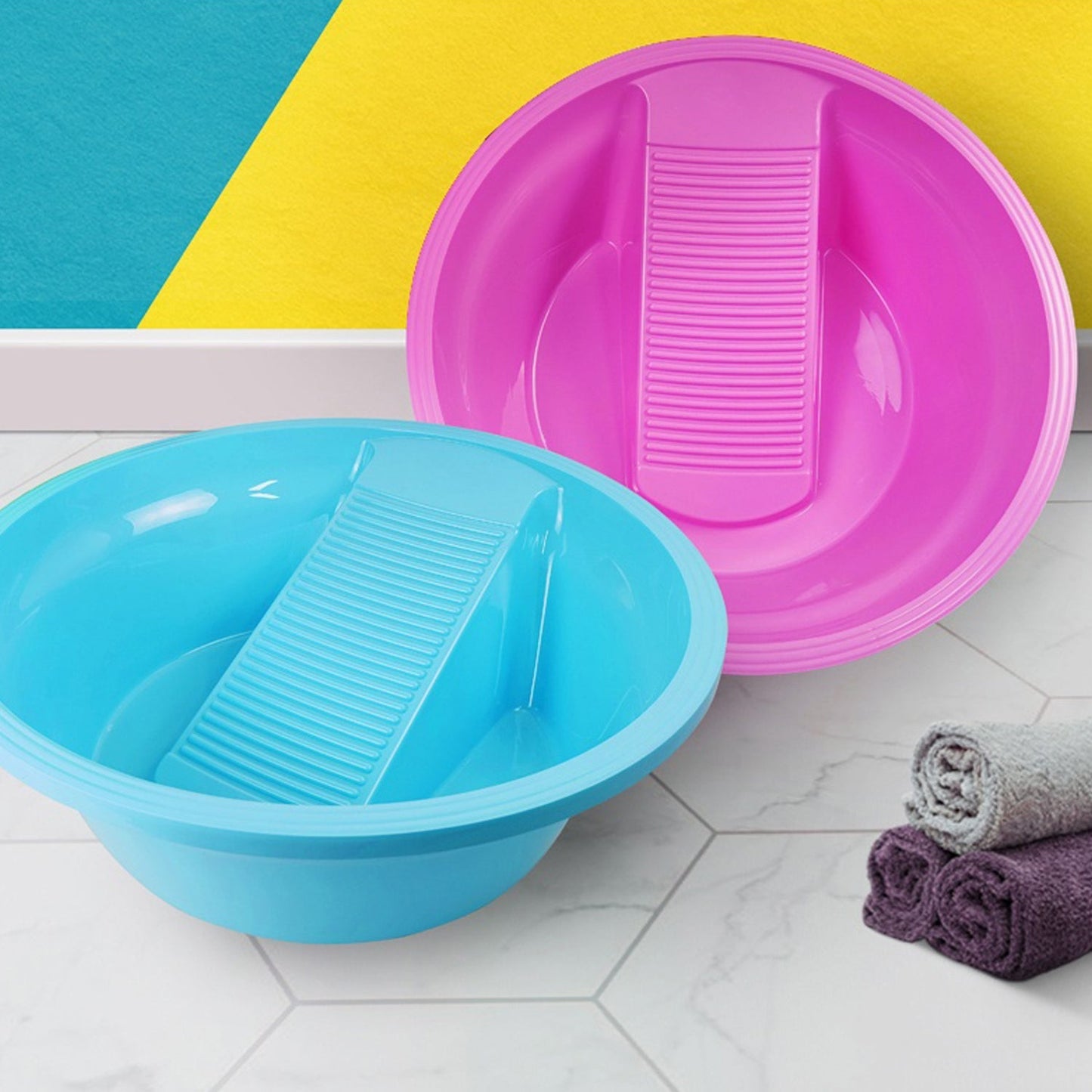 Washing Basket,Washing Tub, Laundry Board with Container, Plastic Product, Bucket, Multi - functional, Easy to Carry, - infinityexculsivestore.com