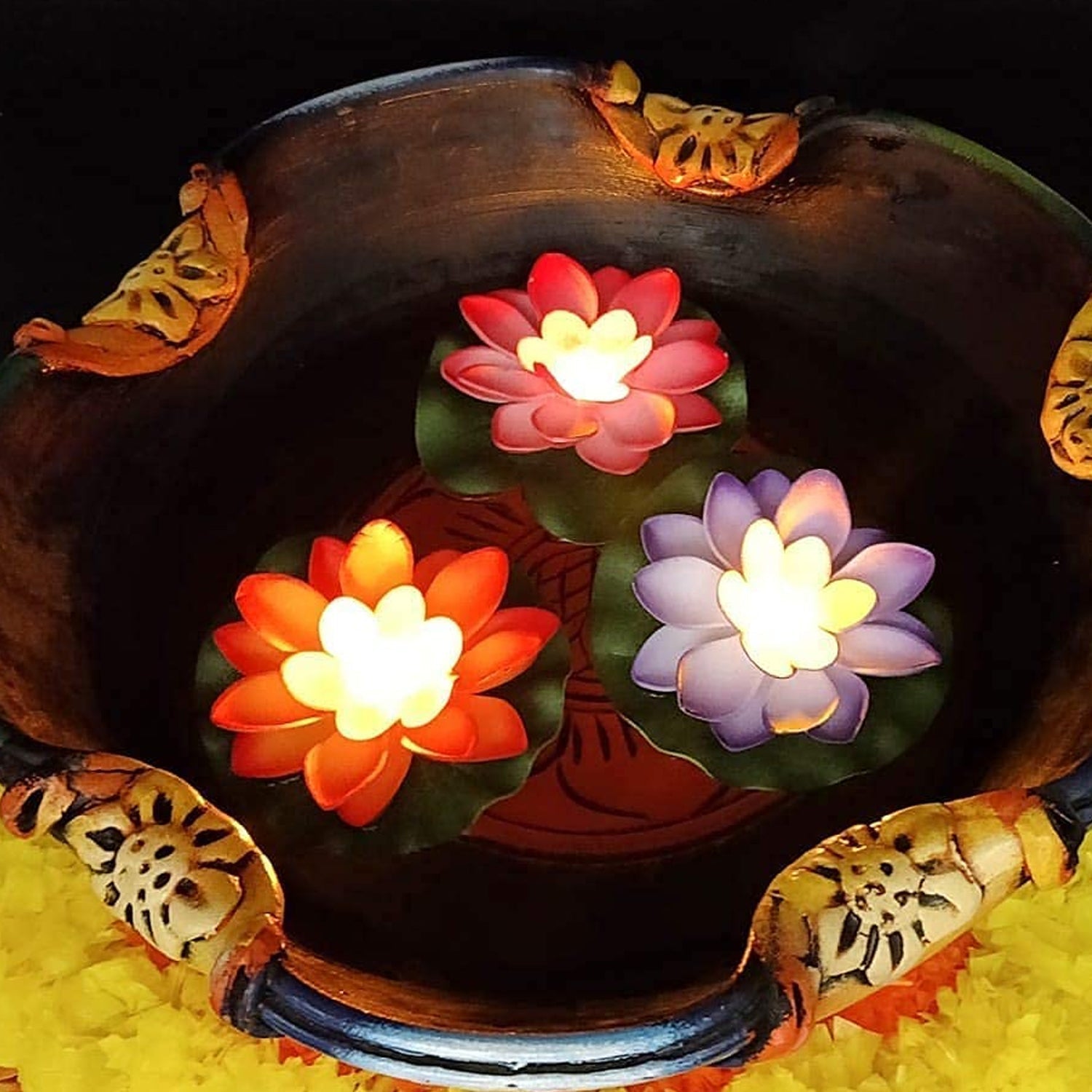 Water Floating Smokeless Candles & Lotus Flowers Sensor Led TeaLight for Outdoor and Indoor Decoration - Pack of 6 Candle (Pack of 6) - infinityexculsivestore.com
