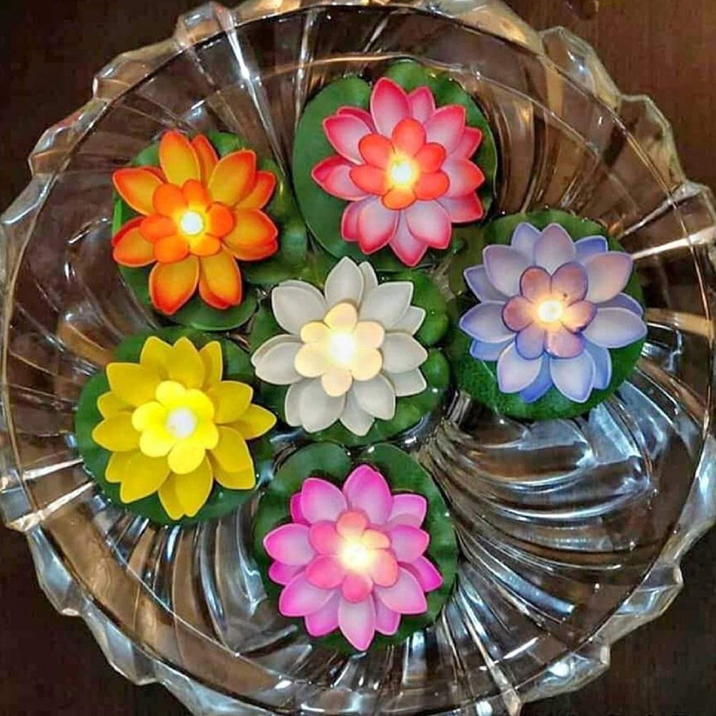 Water Floating Smokeless Candles & Lotus Flowers Sensor Led TeaLight for Outdoor and Indoor Decoration - Pack of 6 Candle (Pack of 6) - infinityexculsivestore.com