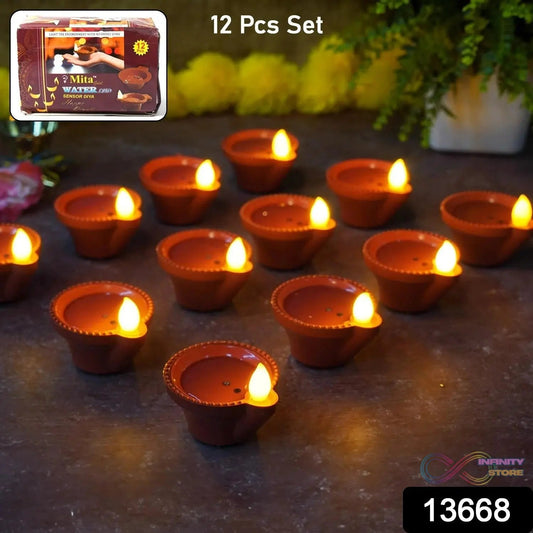 Water Sensor Diyas for Diwali Decoration (12 Pcs Set) - infinityexculsivestore.com