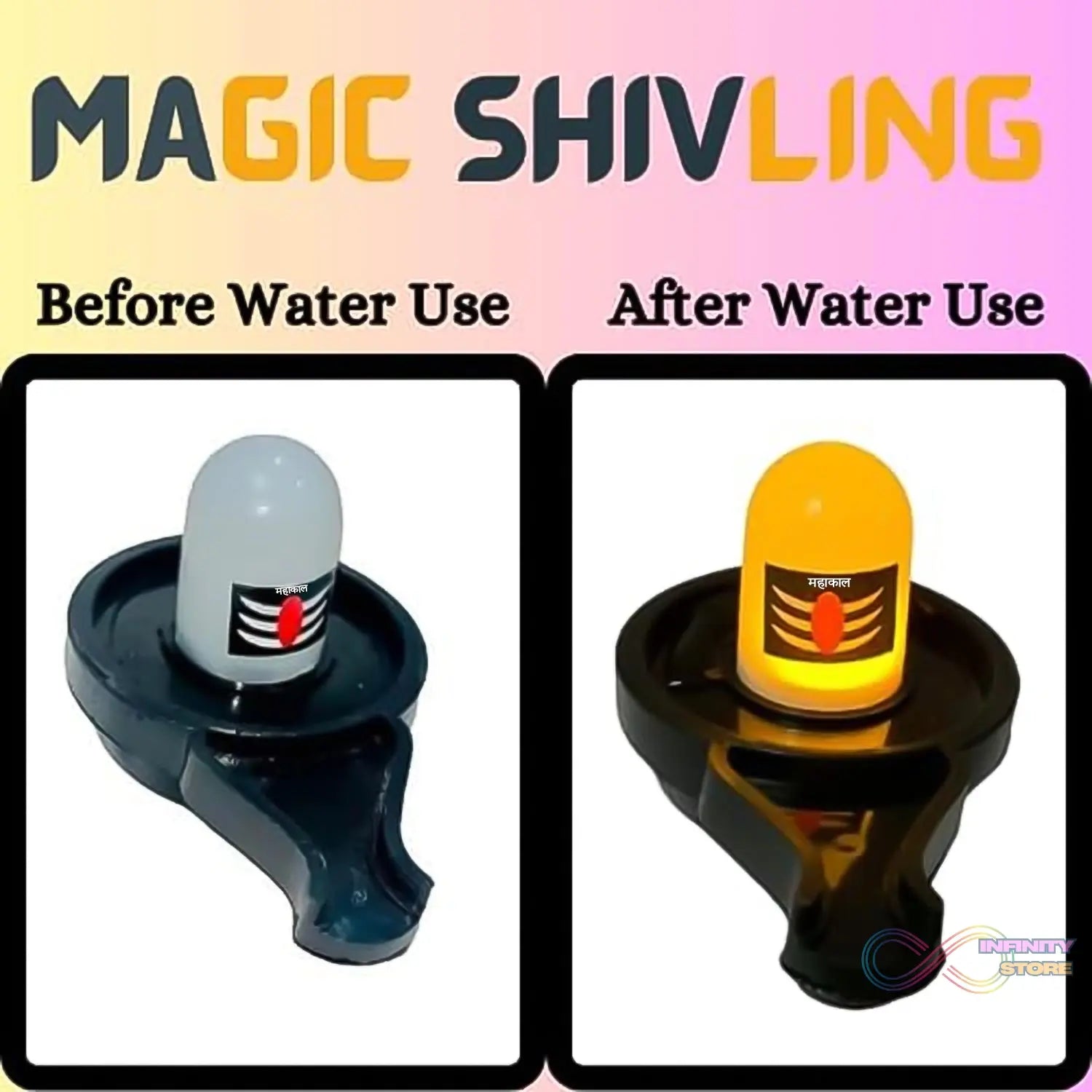 Water Sensor Led Shivling Idol Murti for Daily Pooja Purpose Festival Decoration Led Shivling  - infinityexculsivestore.com