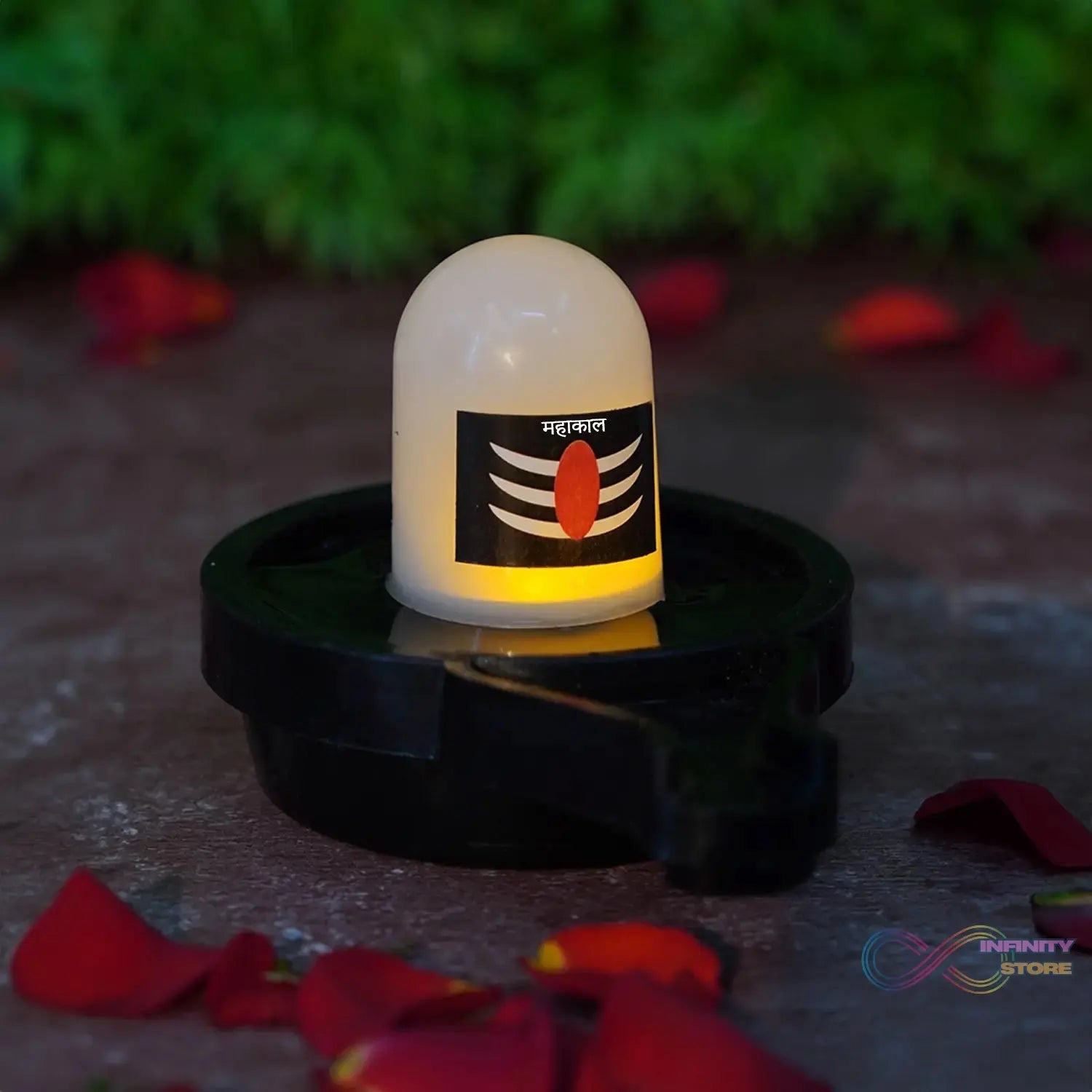 Water Sensor Led Shivling Idol Murti for Daily Pooja Purpose Festival Decoration Led Shivling  - infinityexculsivestore.com