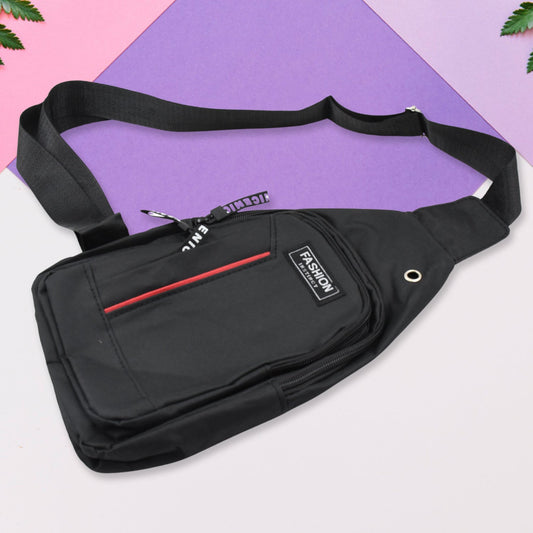 Waterproof Anti Theft Cross - body fanny pack waist bag, Shoulder Bags Chest Men Casual fashion USB Charging hook Sling Travel Bag (1 Pc / Black & Grey Color) - infinityexculsivestore.com