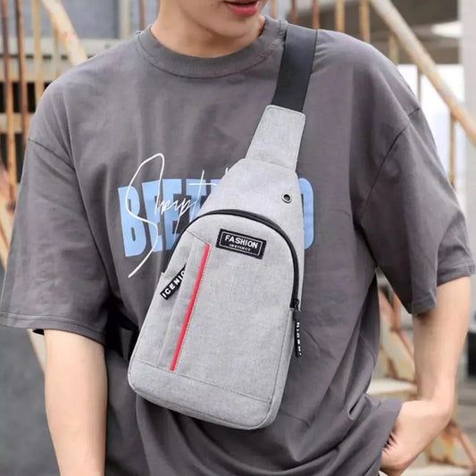 Waterproof Anti - Theft Crossbody Fanny Pack with USB Charging & Earphone Hook (Grey/Blue) - infinityexculsivestore.com