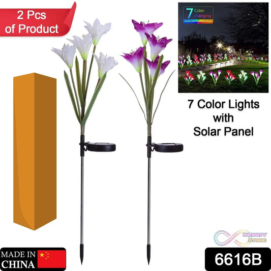 Waterproof Outdoor Solar Lily Flower Stake Lights ( Pack Of 2 pcs ) - infinityexculsivestore.com