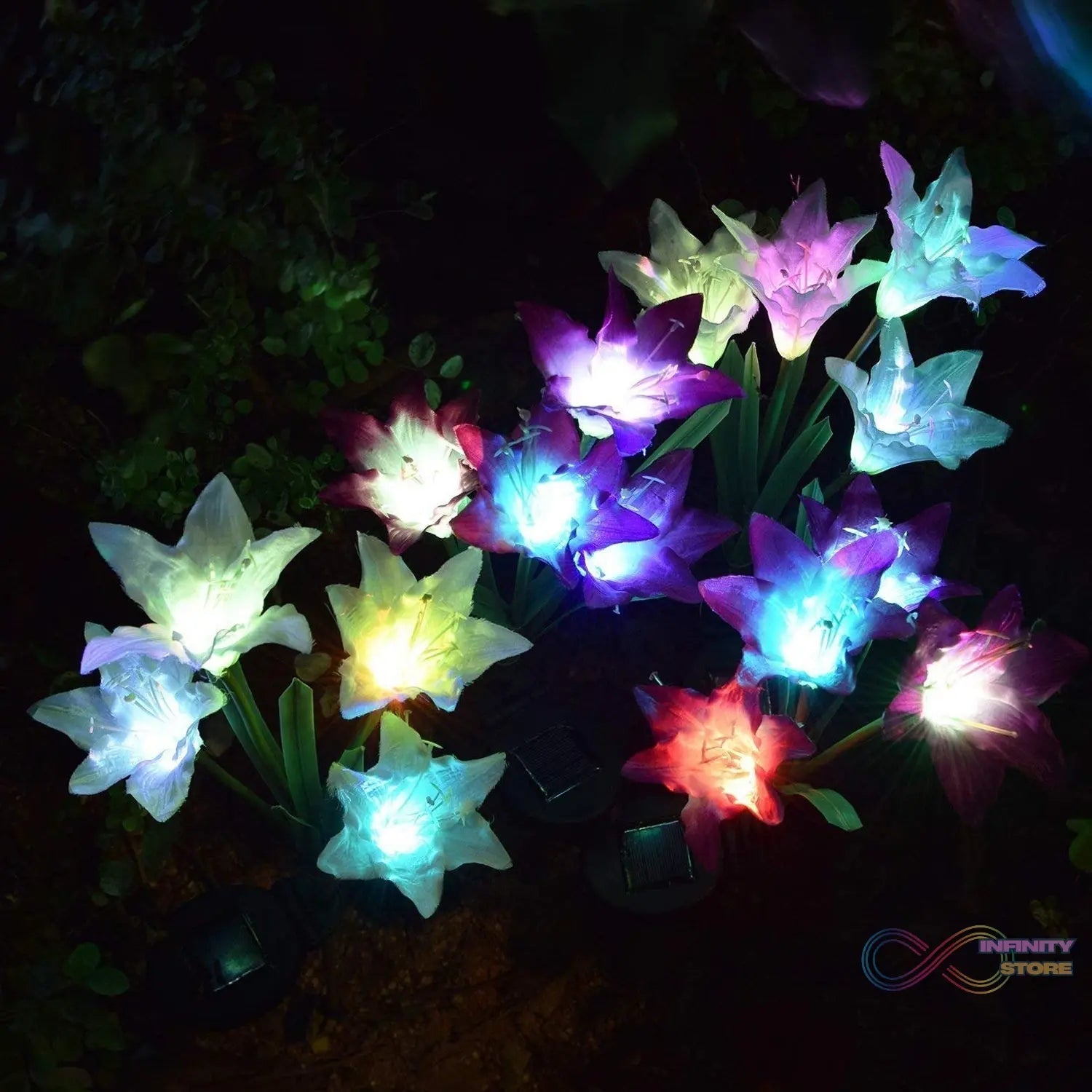 Waterproof Outdoor Solar Lily Flower Stake Lights ( Pack Of 2 pcs ) - infinityexculsivestore.com