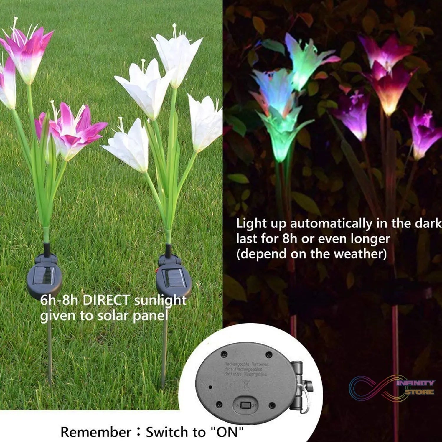 Waterproof Outdoor Solar Lily Flower Stake Lights ( Pack Of 2 pcs ) - infinityexculsivestore.com