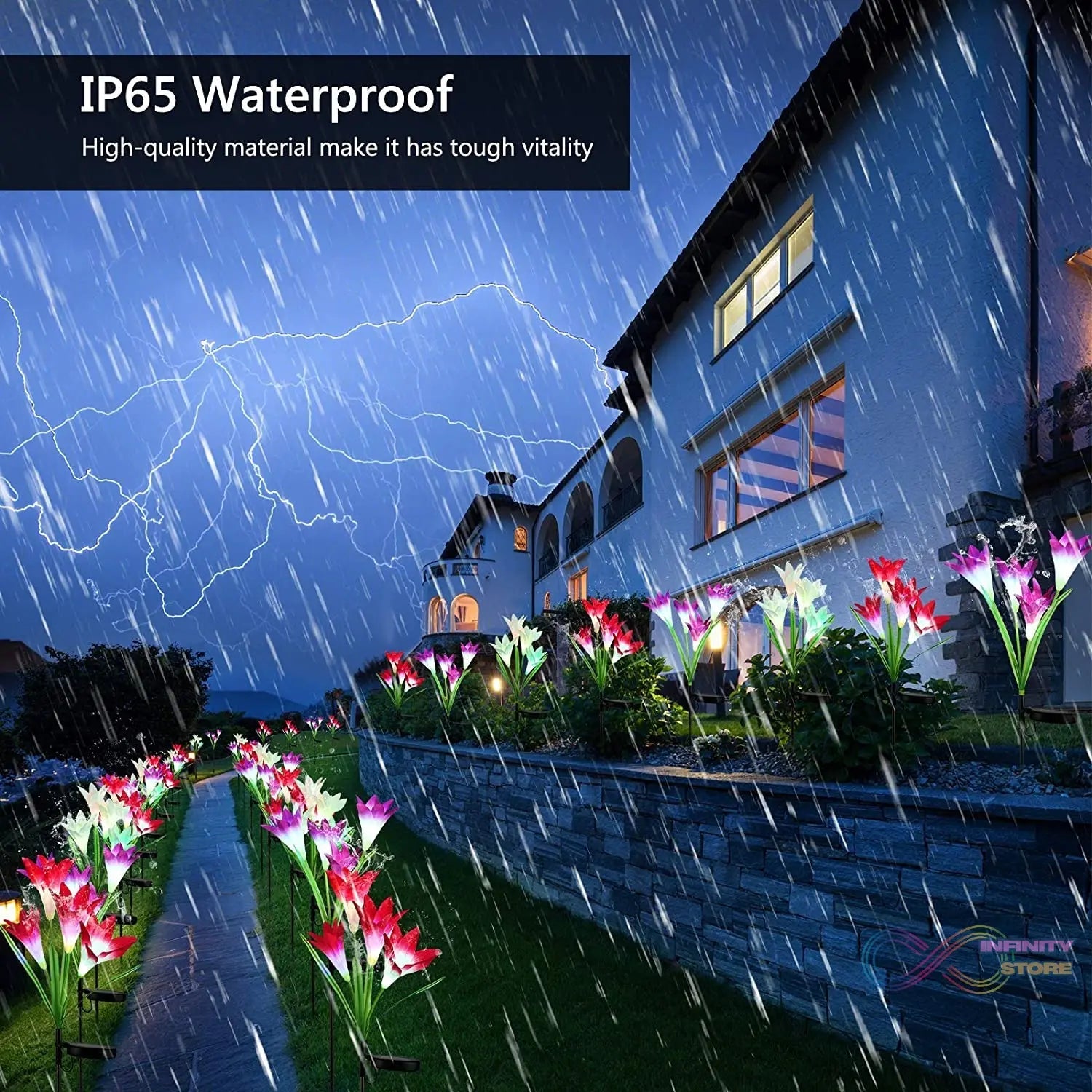 Waterproof Outdoor Solar Lily Flower Stake Lights ( Pack Of 2 pcs ) - infinityexculsivestore.com