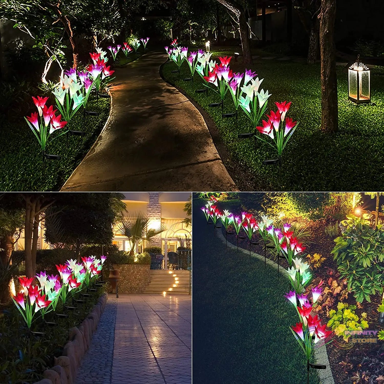 Waterproof Outdoor Solar Lily Flower Stake Lights ( Pack Of 2 pcs ) - infinityexculsivestore.com