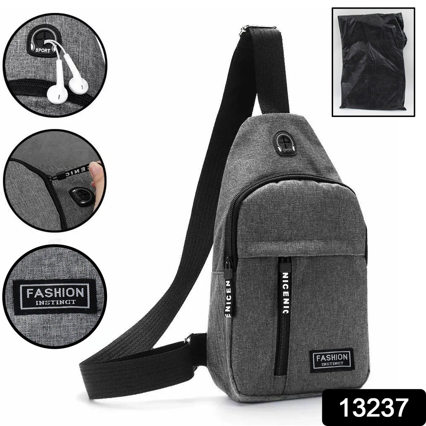 Waterproof Waist Bag, Shoulder Bags USB Charging Earphone Hook Sling Travel Bag (1 Pc) - infinityexculsivestore.com
