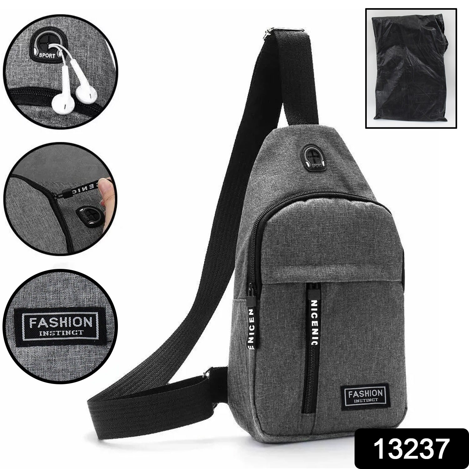 Waterproof Waist Bag, Shoulder Bags USB Charging Earphone Hook Sling Travel Bag (1 Pc) - infinityexculsivestore.com