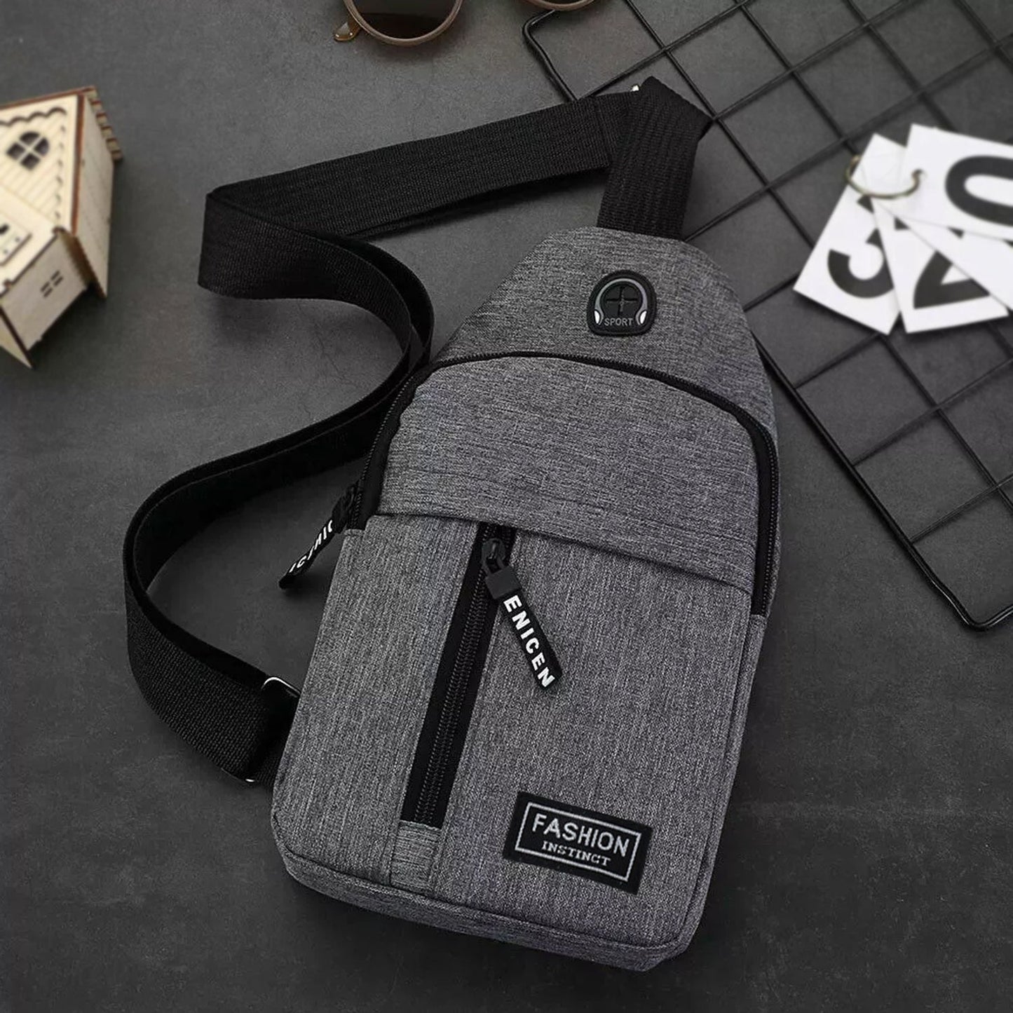 Waterproof Waist Bag, Shoulder Bags USB Charging Earphone Hook Sling Travel Bag (1 Pc) - infinityexculsivestore.com