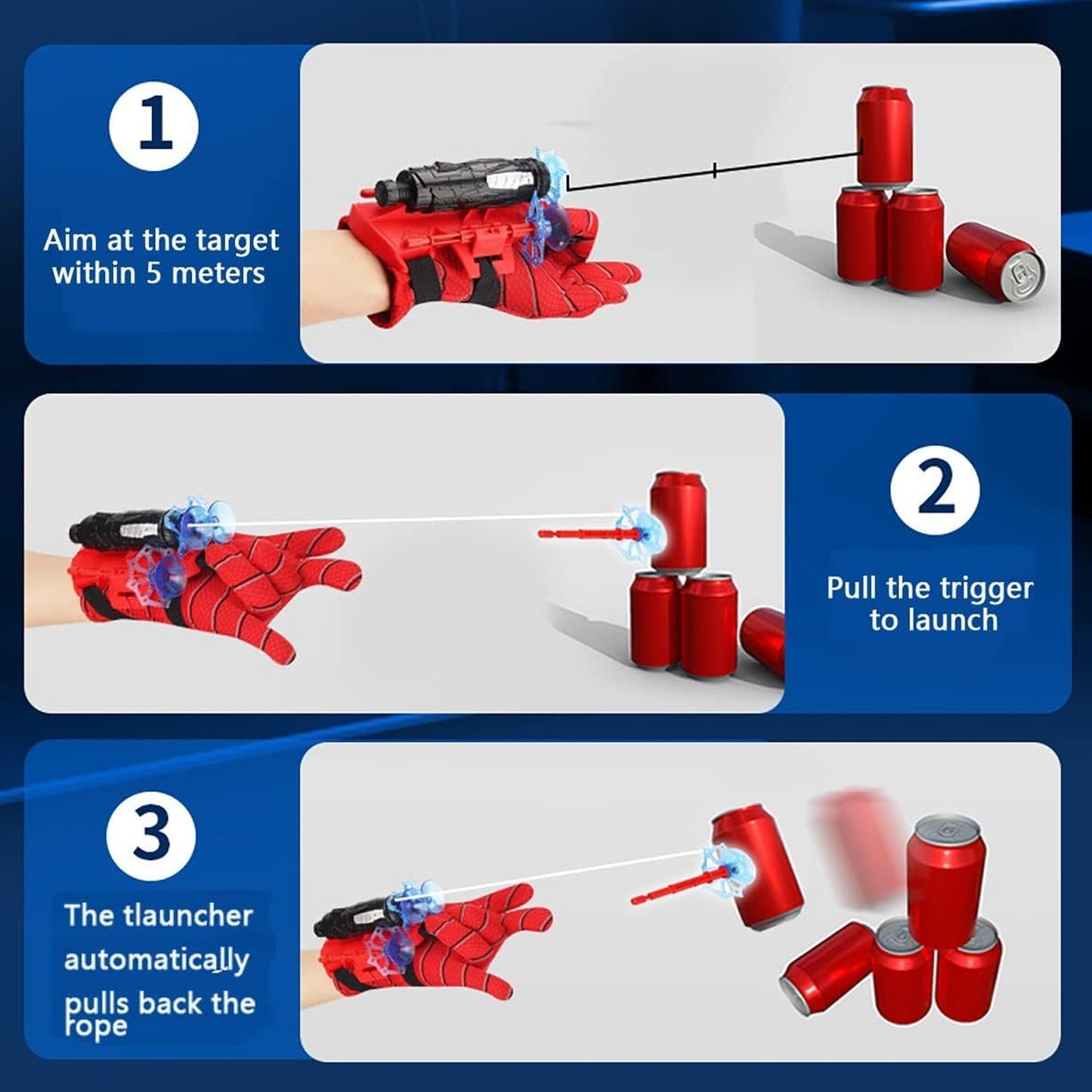 Web Shooter Toy for Kids Fans, Launcher Wrist Gloves Toys For Kids, Boys Superhero Gloves Role - Play Toy Cosplay, Sticky Wall Soft Bomb Funny Children's Educational Toys - infinityexculsivestore.com