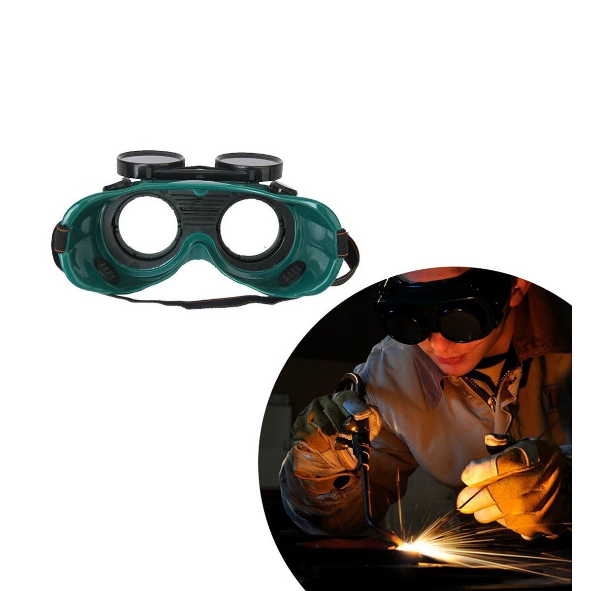 Welding Goggles (Dark Green, Large) - infinityexculsivestore.com