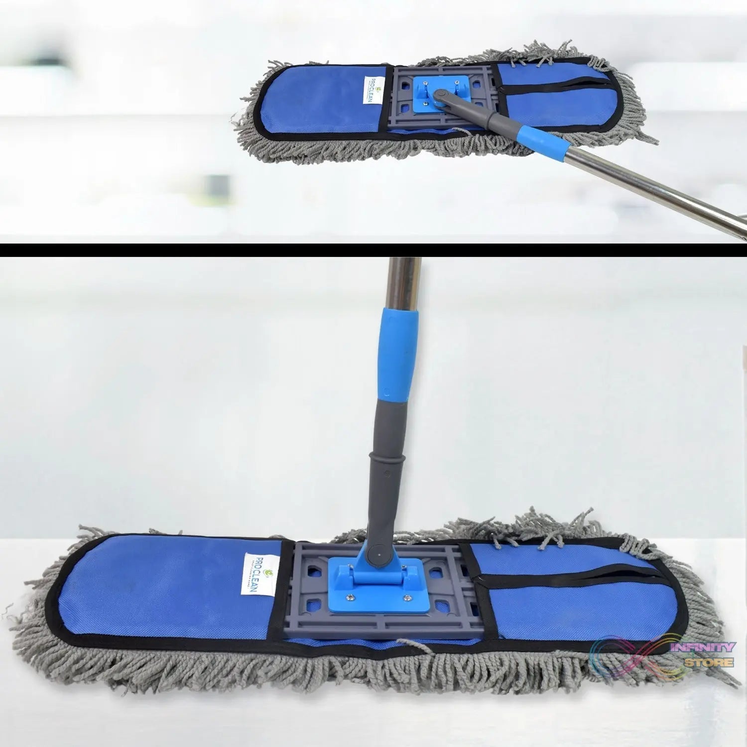 Wet and Dry Cotton Pad Floor Mop with Long Aluminium Handle (1 Pc / Large) - infinityexculsivestore.com