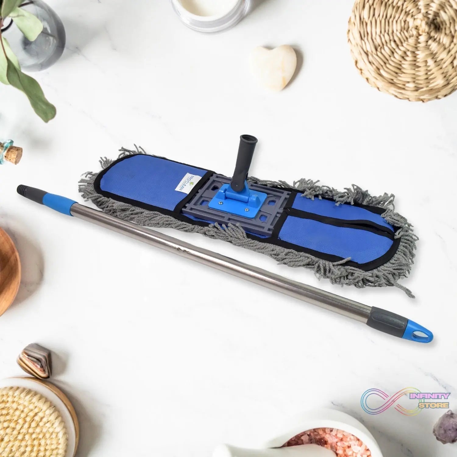 Wet and Dry Cotton Pad Floor Mop with Long Aluminium Handle (1 Pc / Large) - infinityexculsivestore.com