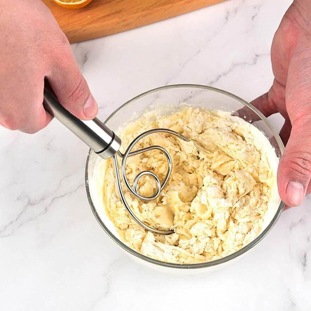 Dough Whisk, Premium Stainless Steel Dutch Whisk, Dough Hand Mixer Artisan Blender For Egg, Bread, Cake, Pastry, Pizza Dough - Perfect Baking Tools, Whisking, Tirring Kitchen Tools (1 Pc) - infinityexculsivestore.com