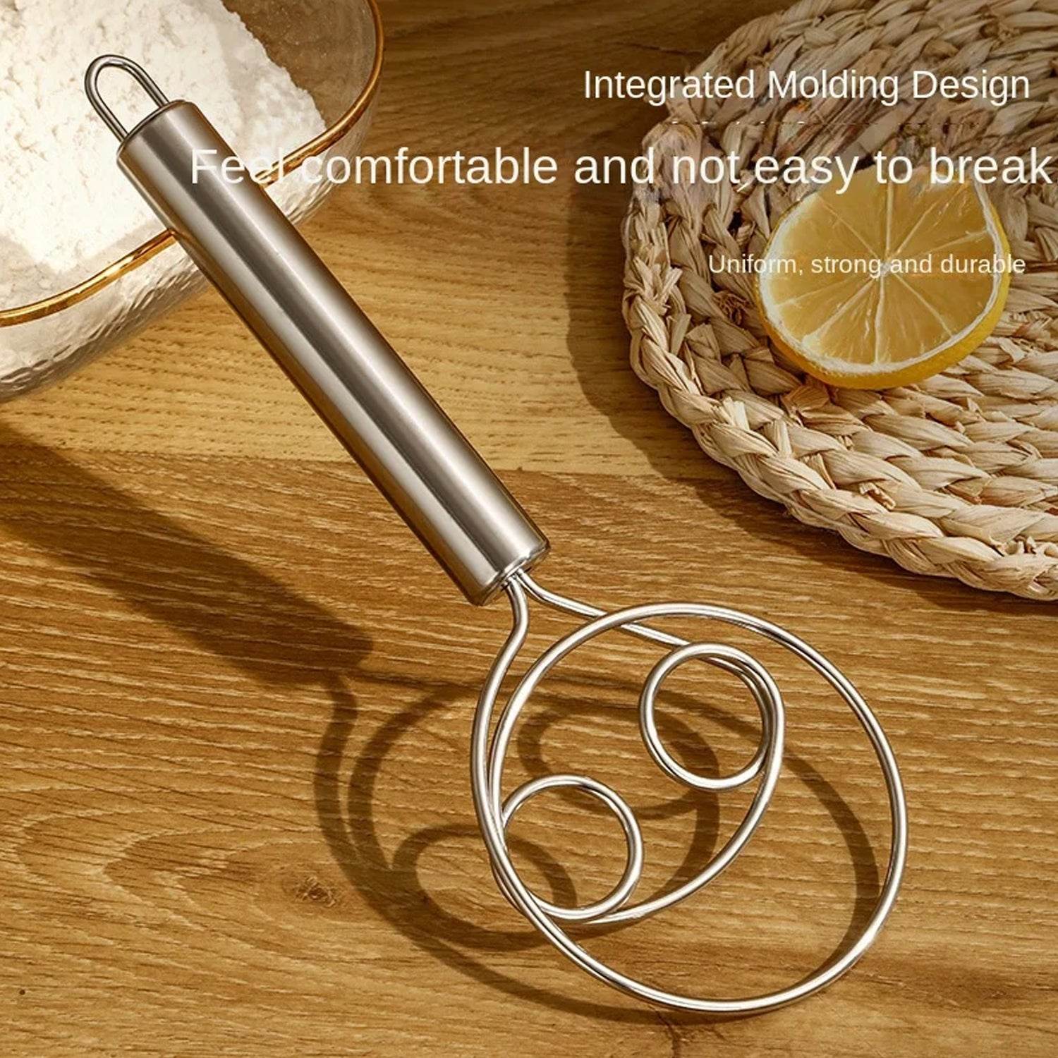 Dough Whisk, Premium Stainless Steel Dutch Whisk, Dough Hand Mixer Artisan Blender For Egg, Bread, Cake, Pastry, Pizza Dough - Perfect Baking Tools, Whisking, Tirring Kitchen Tools (1 Pc) - infinityexculsivestore.com