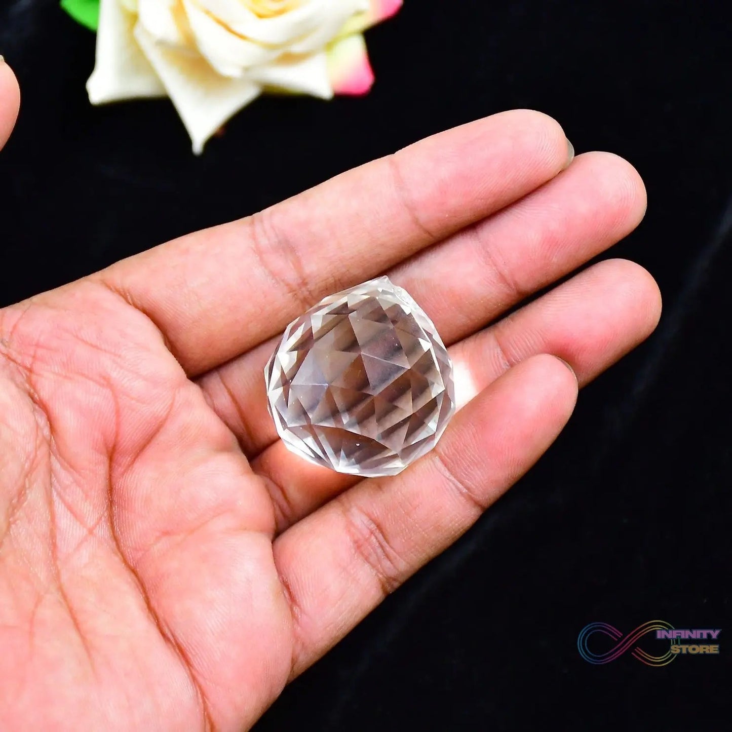 White Crystal Ball Hanging Crystal Ball for Home and Office or Car Decor. - infinityexculsivestore.com