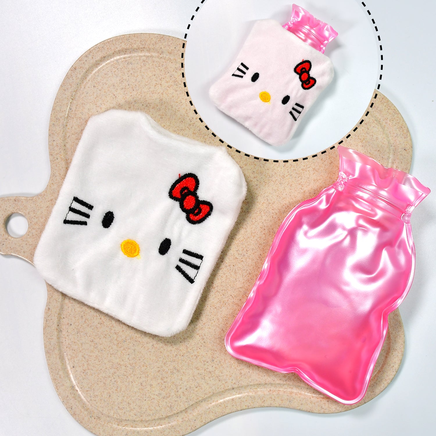 White Hello Kitty small Hot Water Bag with Cover for Pain Relief, Neck, Shoulder Pain and Hand, Feet Warmer, Menstrual Cramps. - infinityexculsivestore.com