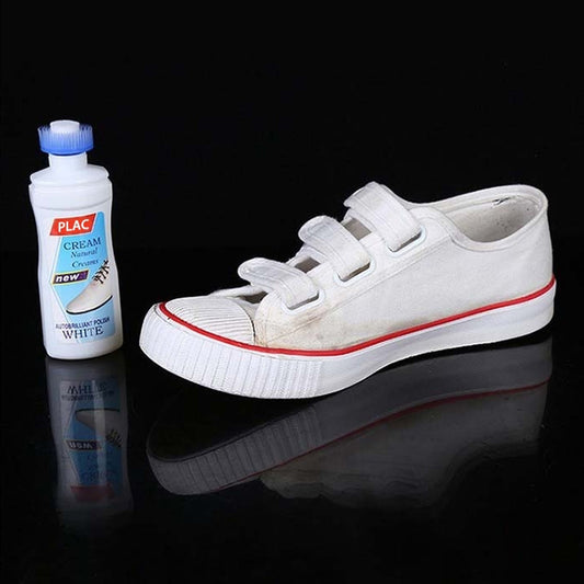 White Shoe Brightener with Removal of Dirt and Whitening Function White Shoes Cleaner with Brush Head for Dirty Shoe Polish Natural Waxes (75 ML) - infinityexculsivestore.com