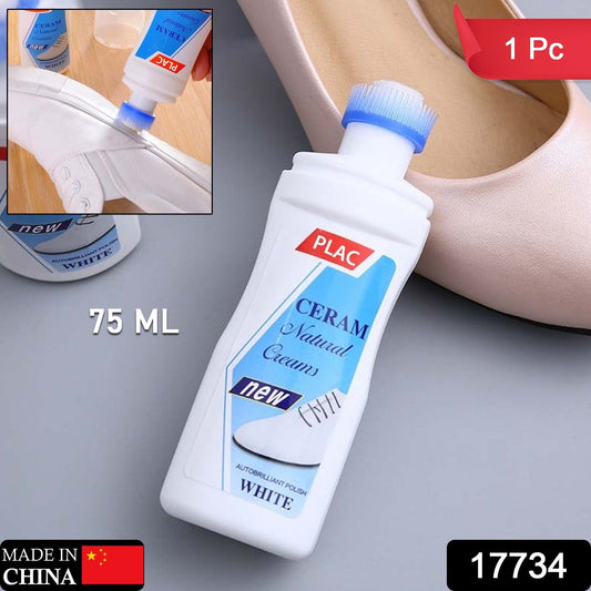 White Shoe Brightener with Removal of Dirt and Whitening Function White Shoes Cleaner with Brush Head for Dirty Shoe Polish Natural Waxes (75 ML) - infinityexculsivestore.com
