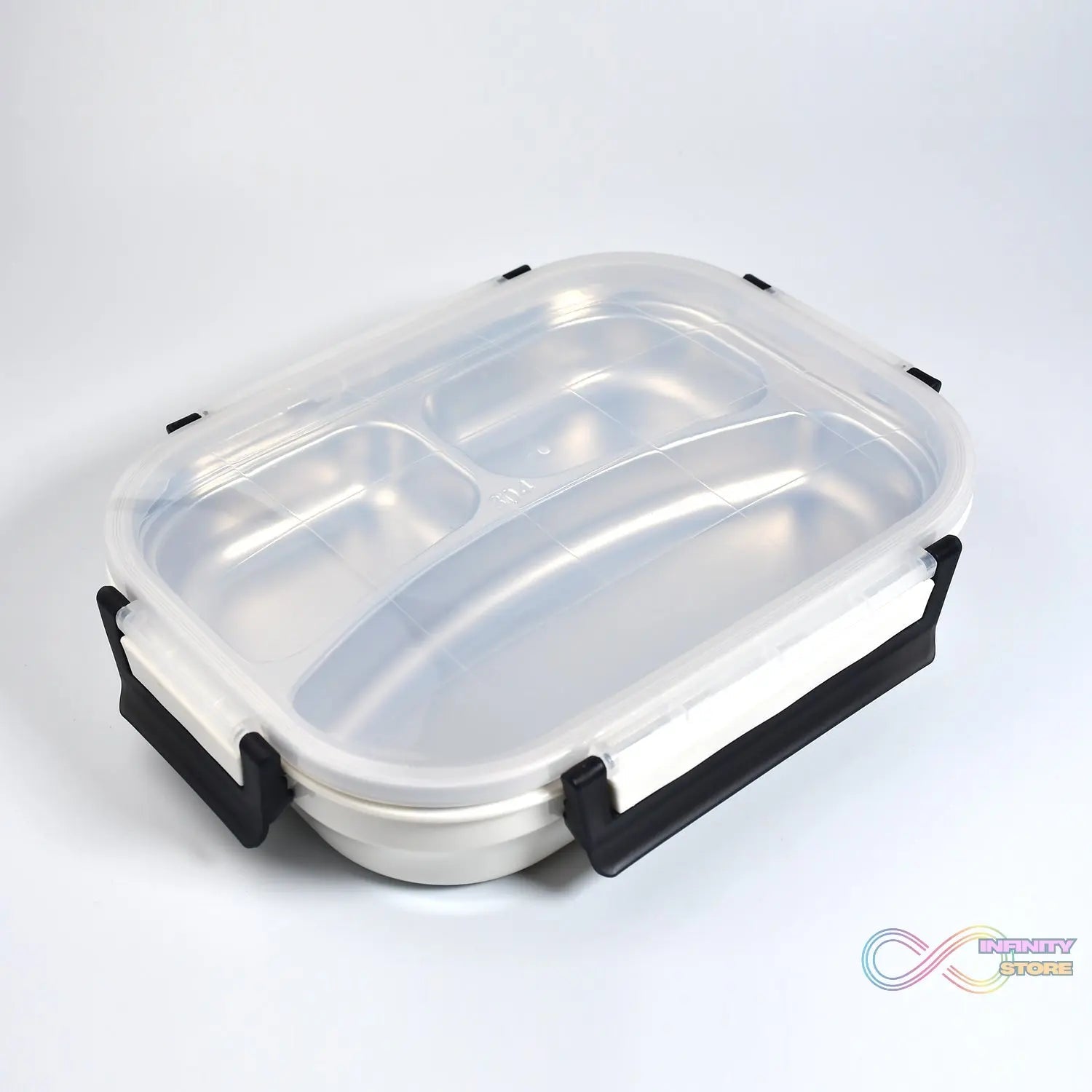 White Transparent Lunch Box for Kids and adults, Stainless Steel Lunch Box with 3 Compartments. - infinityexculsivestore.com