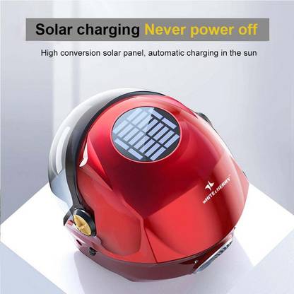 Whitecherry ISI Mark Certified Open Face Solar Smart Bluetooth Safety Motorbike Helmet (Red) - infinityexculsivestore.com