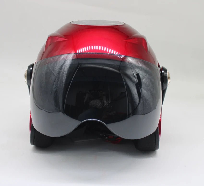 Whitecherry ISI Mark Certified Open Face Solar Smart Bluetooth Safety Motorbike Helmet (Red) - infinityexculsivestore.com