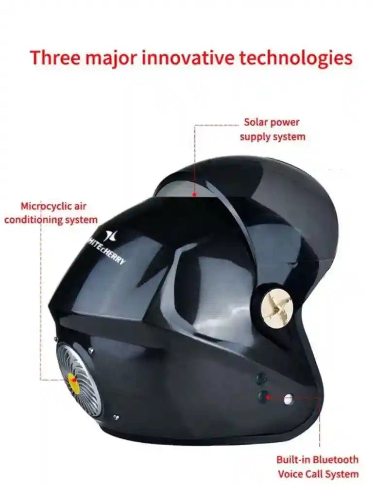 Whitecherry Motorbike Certified Flip - Up Helmet for Men & Women Solar Bluetooth Helmet Black Cycling Helmet (Black) - infinityexculsivestore.com