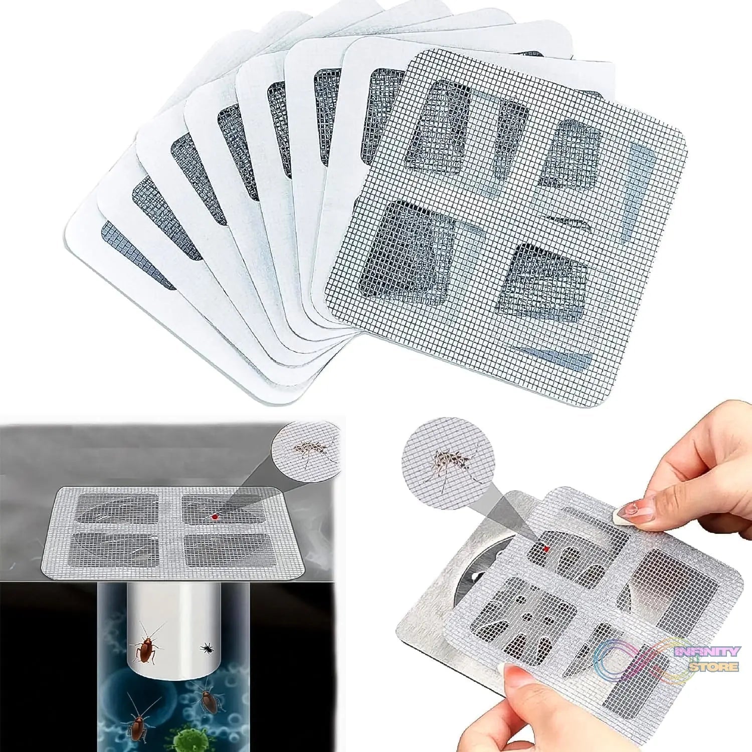 Window Screen Mesh Hole Repair Kit Patch Adhesive (10×10 CM / 10 Pcs Set) - infinityexculsivestore.com