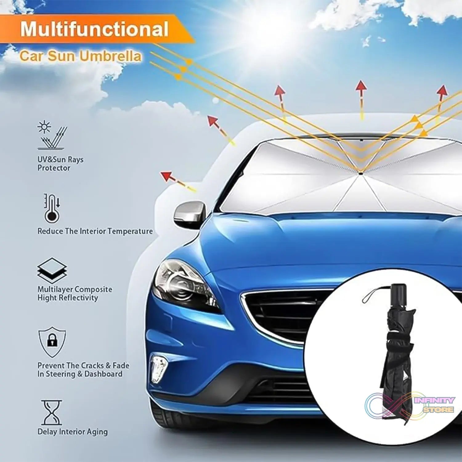 Windshield Umbrella Sun Shade Cover for Car (1 Pc) - infinityexculsivestore.com
