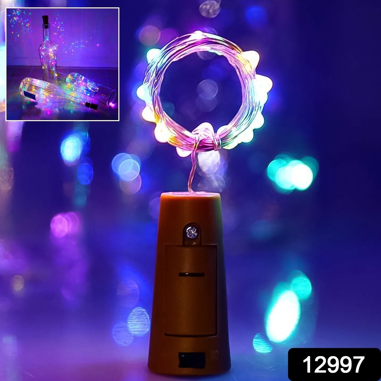Wine Bottle Cork String Light | Multi LED / 2M Cable Length Copper Wire Battery Operated (Multicolor Light / 1 Pc) - infinityexculsivestore.com