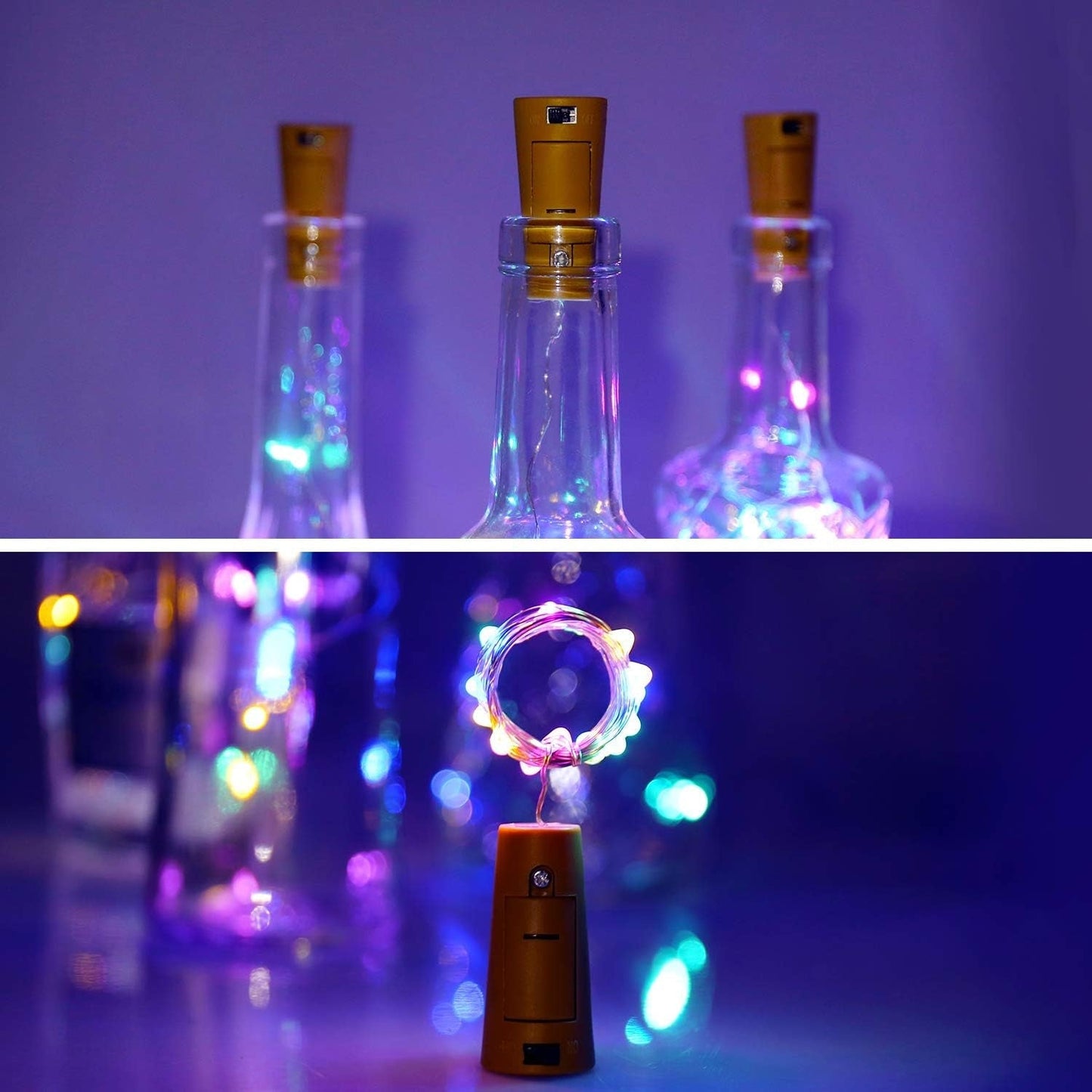 Wine Bottle Cork String Light | Multi LED / 2M Cable Length Copper Wire Battery Operated (Multicolor Light / 1 Pc) - infinityexculsivestore.com