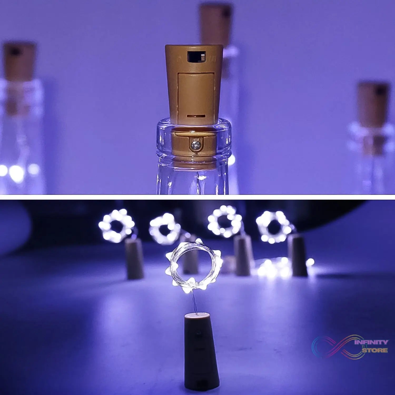 Wine Bottle Cork String Light | Multi LED / 2M Cable Length Copper Wire Battery Operated (White / 1 Pc) - infinityexculsivestore.com