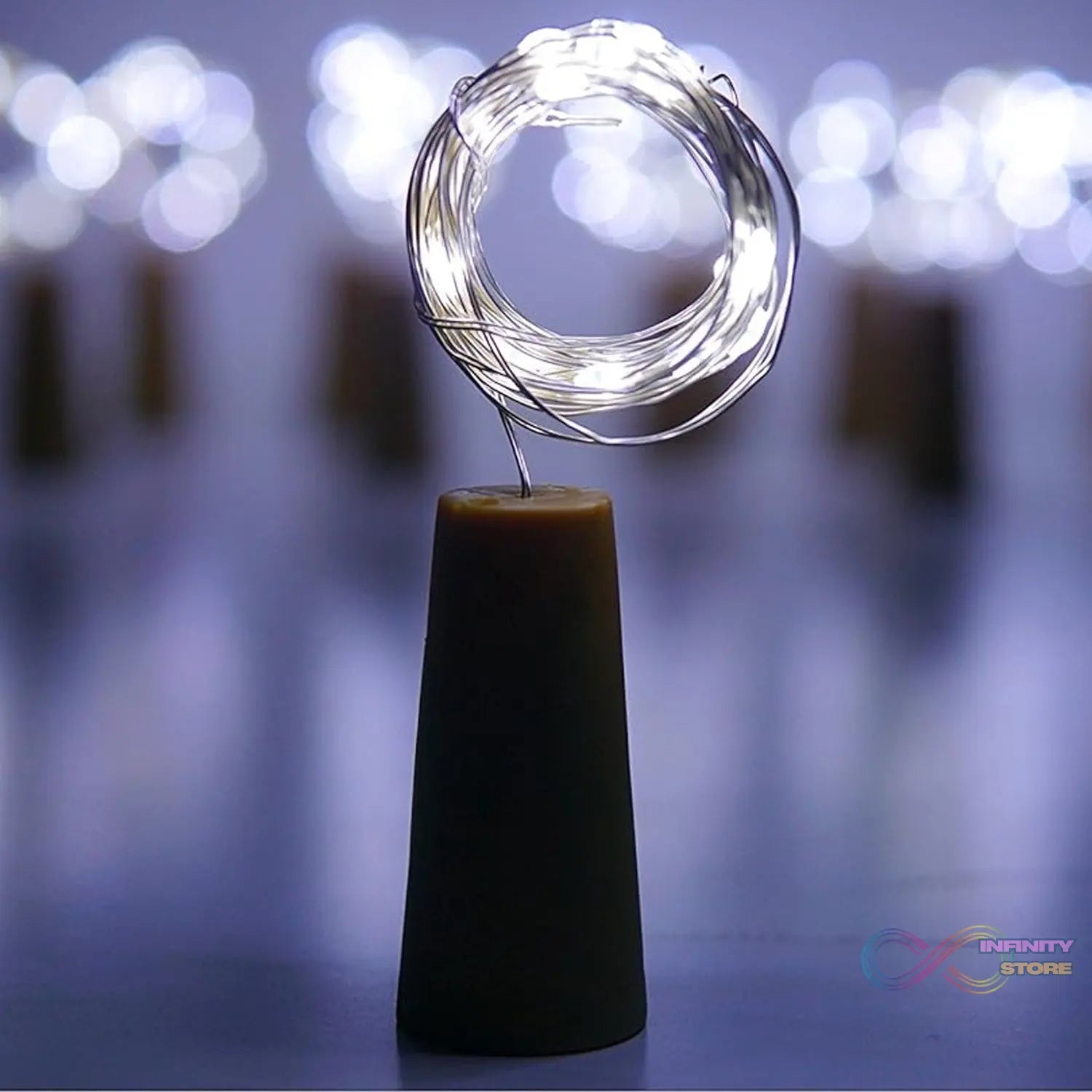 Wine Bottle Cork String Light | Multi LED / 2M Cable Length Copper Wire Battery Operated (White / 1 Pc) - infinityexculsivestore.com