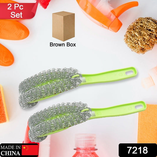 Wire Kitchen Washing Brush, Plastic Small Brush, Cleaning Brush, Bend Handle Pot Washing Brush (2 Pc) - infinityexculsivestore.com