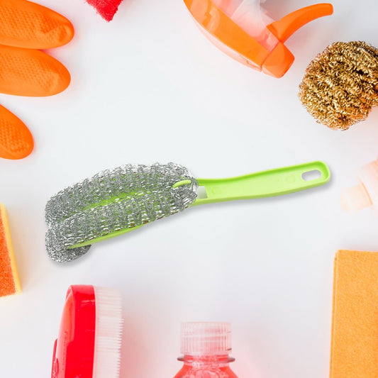Wire Kitchen Washing Brush, Plastic Small Brush, Cleaning Brush, Bend Handle Pot Washing Brush (2 Pc) - infinityexculsivestore.com