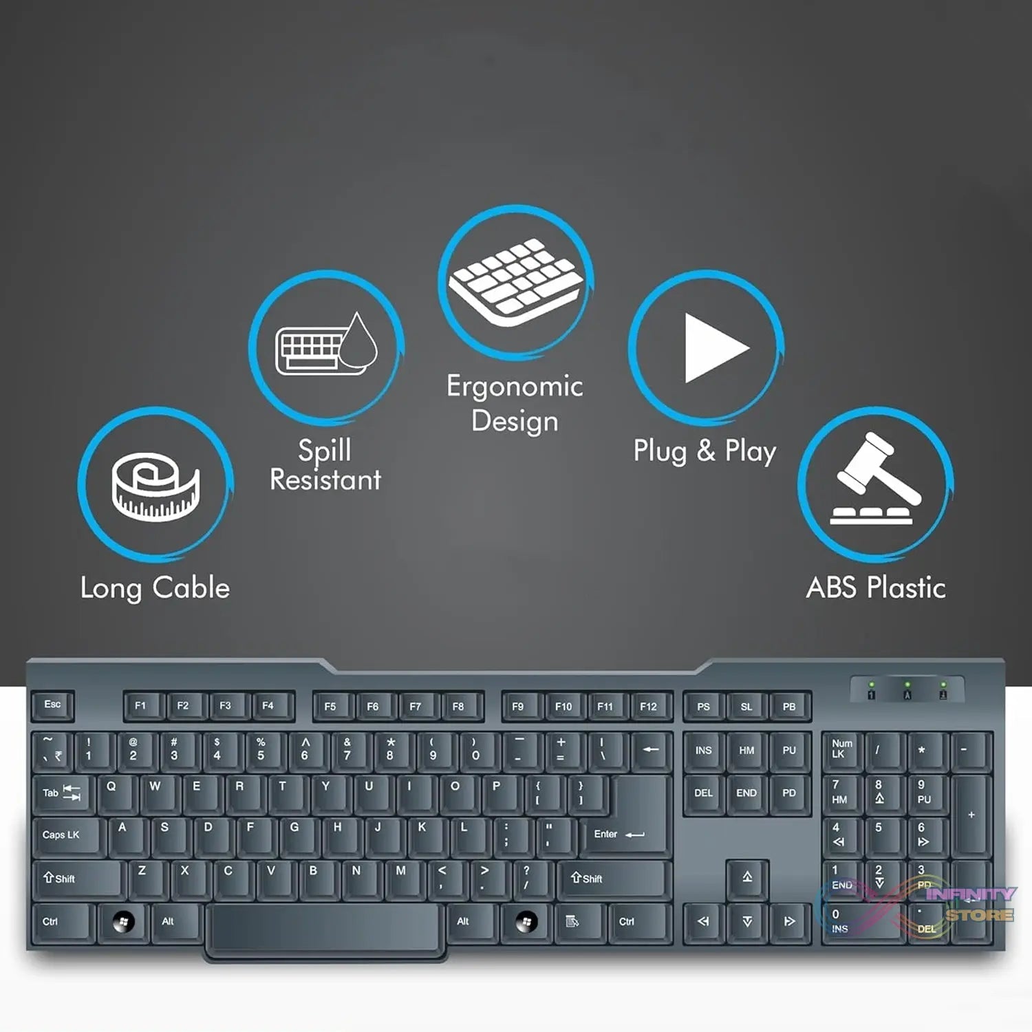 Wired USB Keyboard 104 Keys (1 Pc) - infinityexculsivestore.com