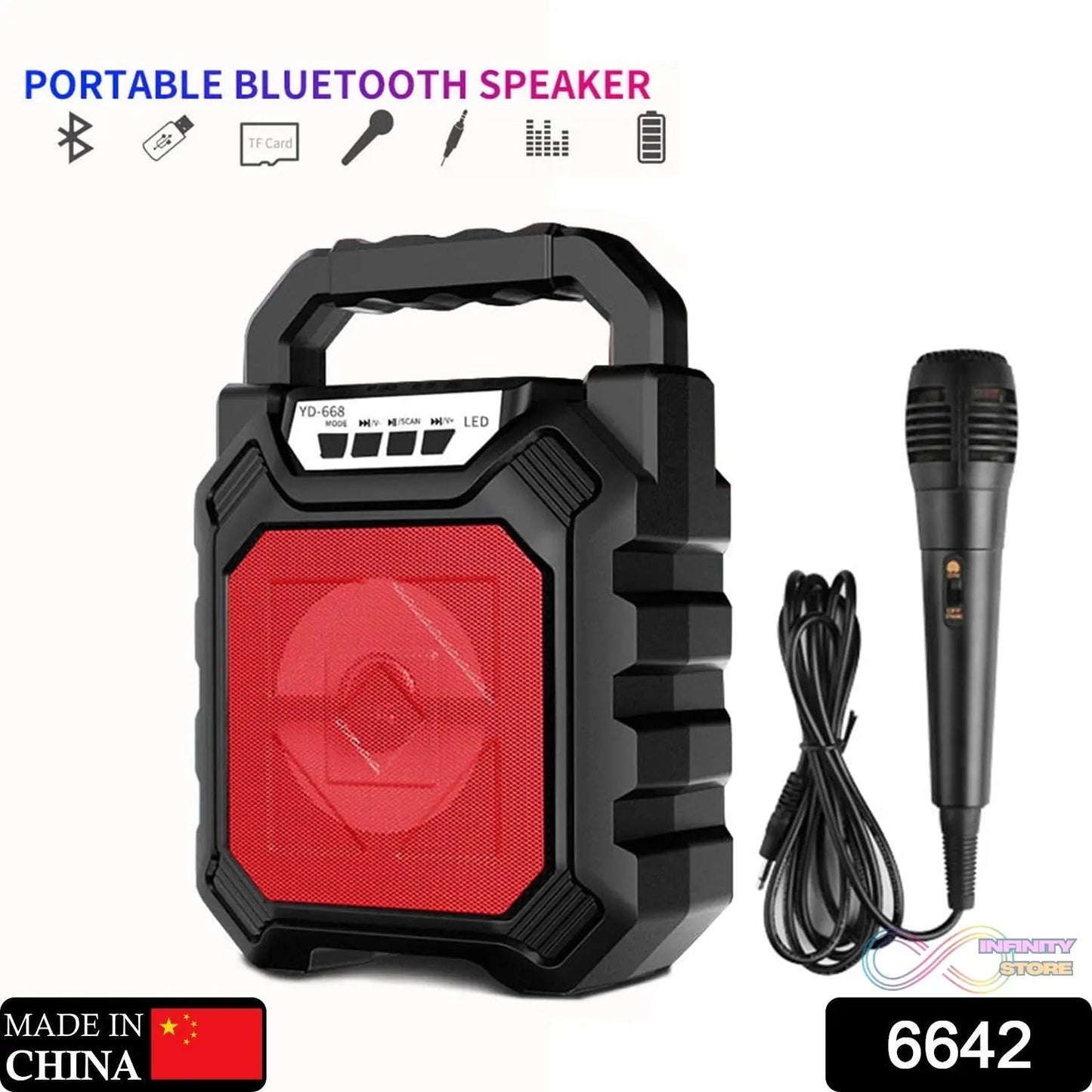Wireless Bluetooth Portable Boom Box Subwoofer Support Mic Input Outdoor Speaker 5 W Bluetooth Speaker - infinityexculsivestore.com