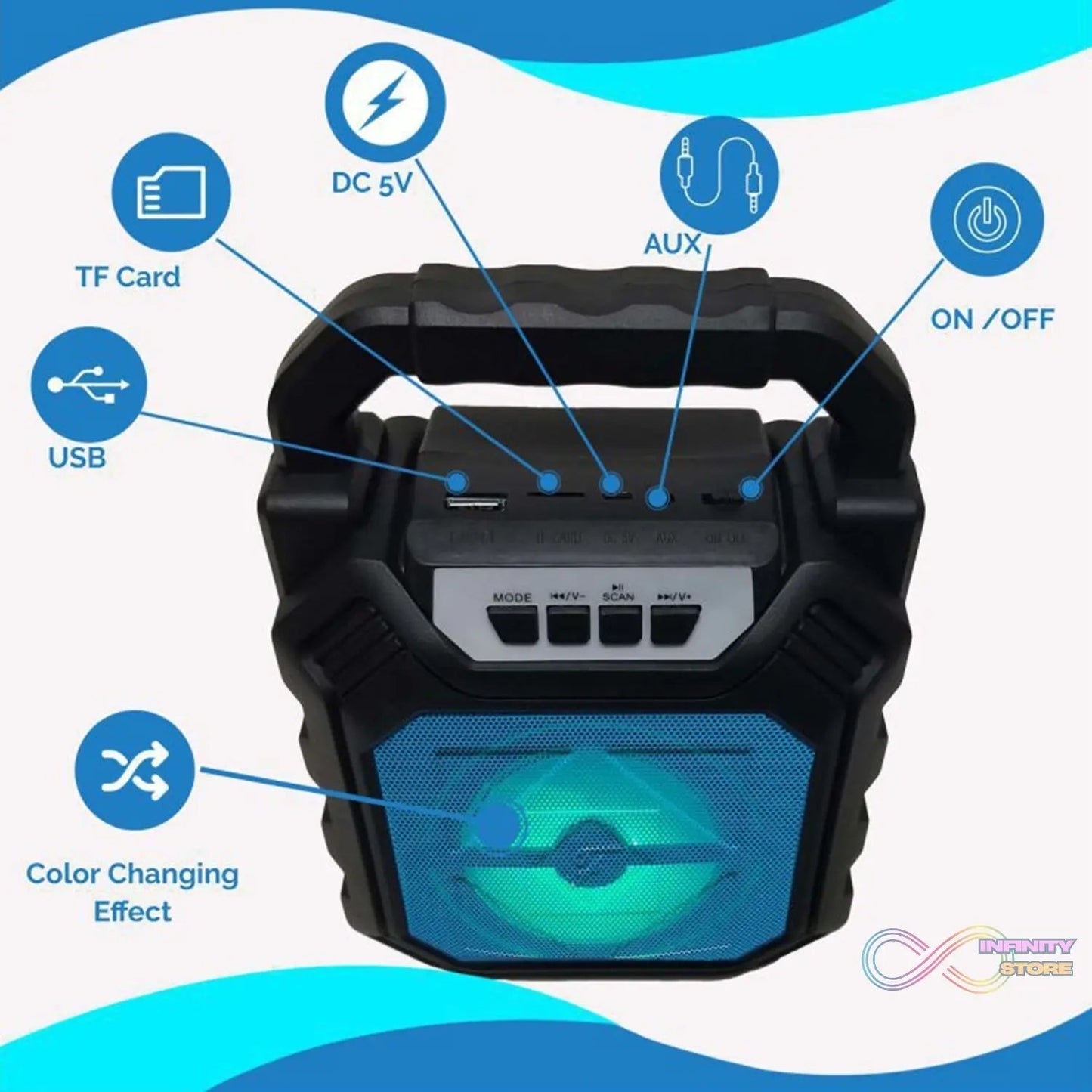 Wireless Bluetooth Portable Boom Box Subwoofer Support Mic Input Outdoor Speaker 5 W Bluetooth Speaker - infinityexculsivestore.com