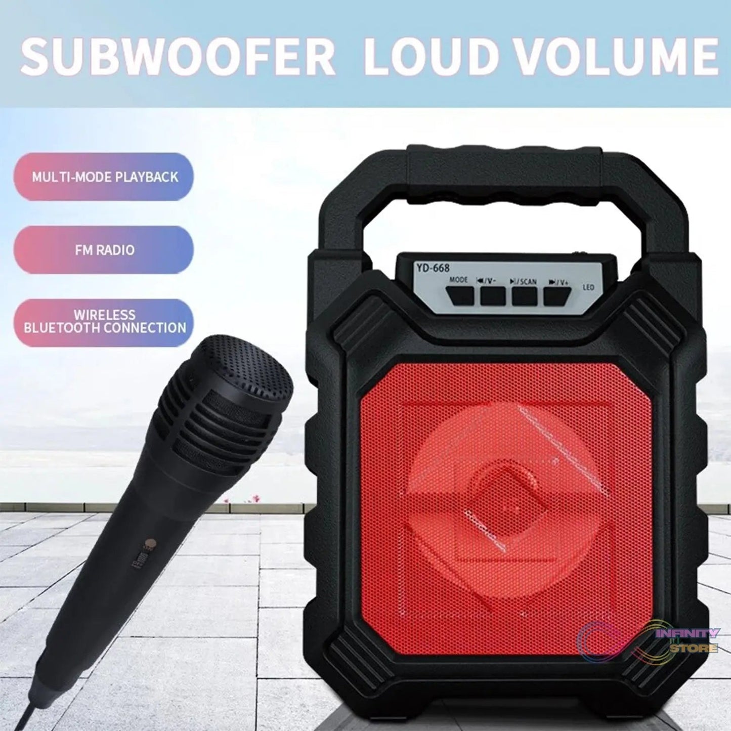 Wireless Bluetooth Portable Boom Box Subwoofer Support Mic Input Outdoor Speaker 5 W Bluetooth Speaker - infinityexculsivestore.com