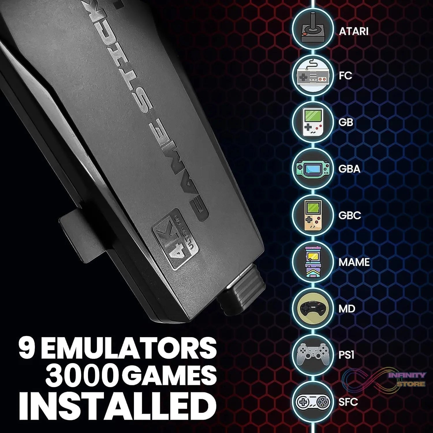 Wireless Controller Gamepad with 10,000+ Games, 4k Ultra HD Game Sticks Output, and 2.4GHz Wireless Controller Video Games with 64gb Memory Card (1 Set) - infinityexculsivestore.com