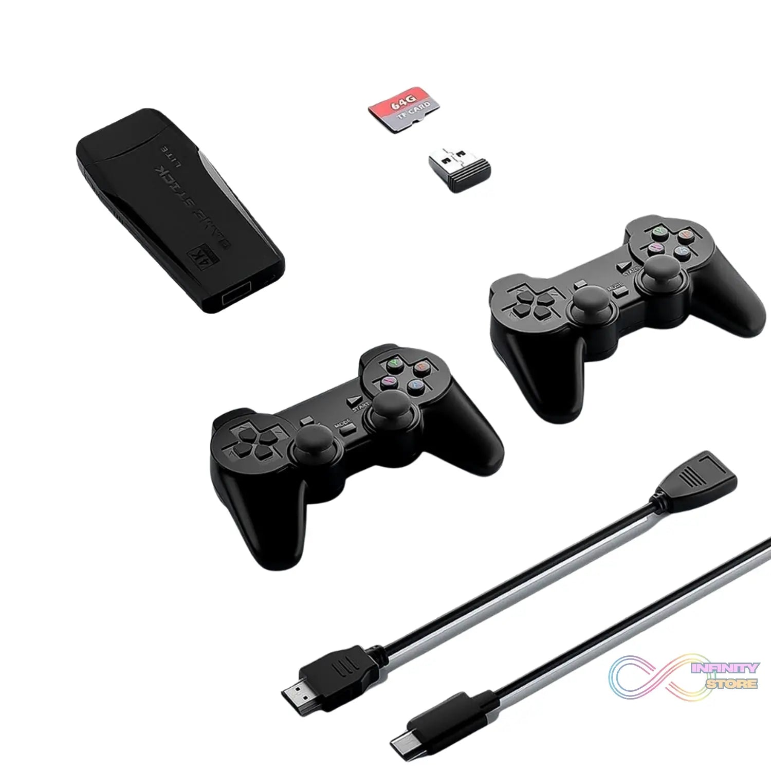 Wireless Controller Gamepad with 10,000+ Games, 4k Ultra HD Game Sticks Output, and 2.4GHz Wireless Controller Video Games with 64gb Memory Card (1 Set) - infinityexculsivestore.com