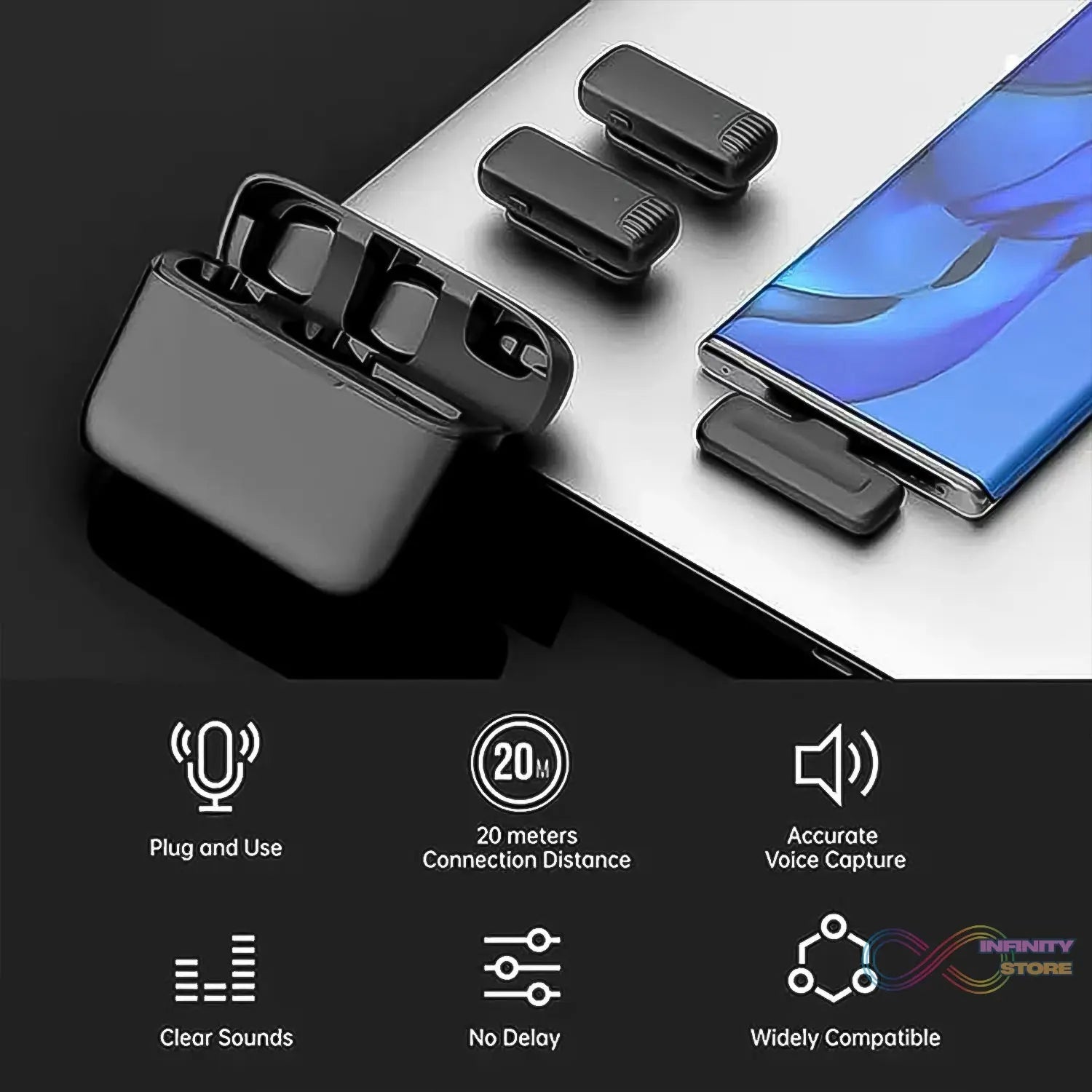 Wireless Microphones, Collar Mic for All Smart Phone / Type - C (1 Set) - infinityexculsivestore.com