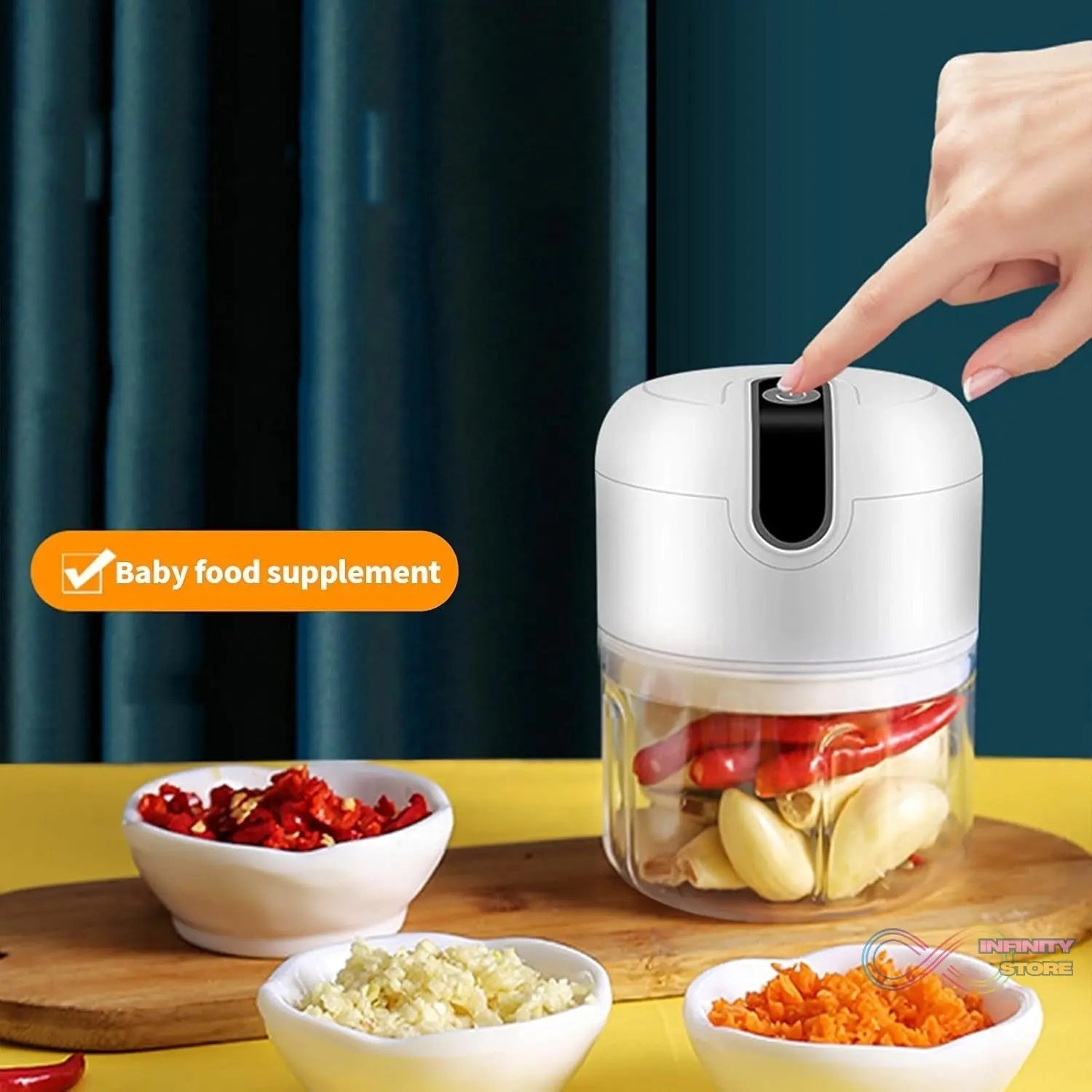 Wireless USB Rechargeable Mini Electric Garlic Machine / Chopper (250Ml) - infinityexculsivestore.com