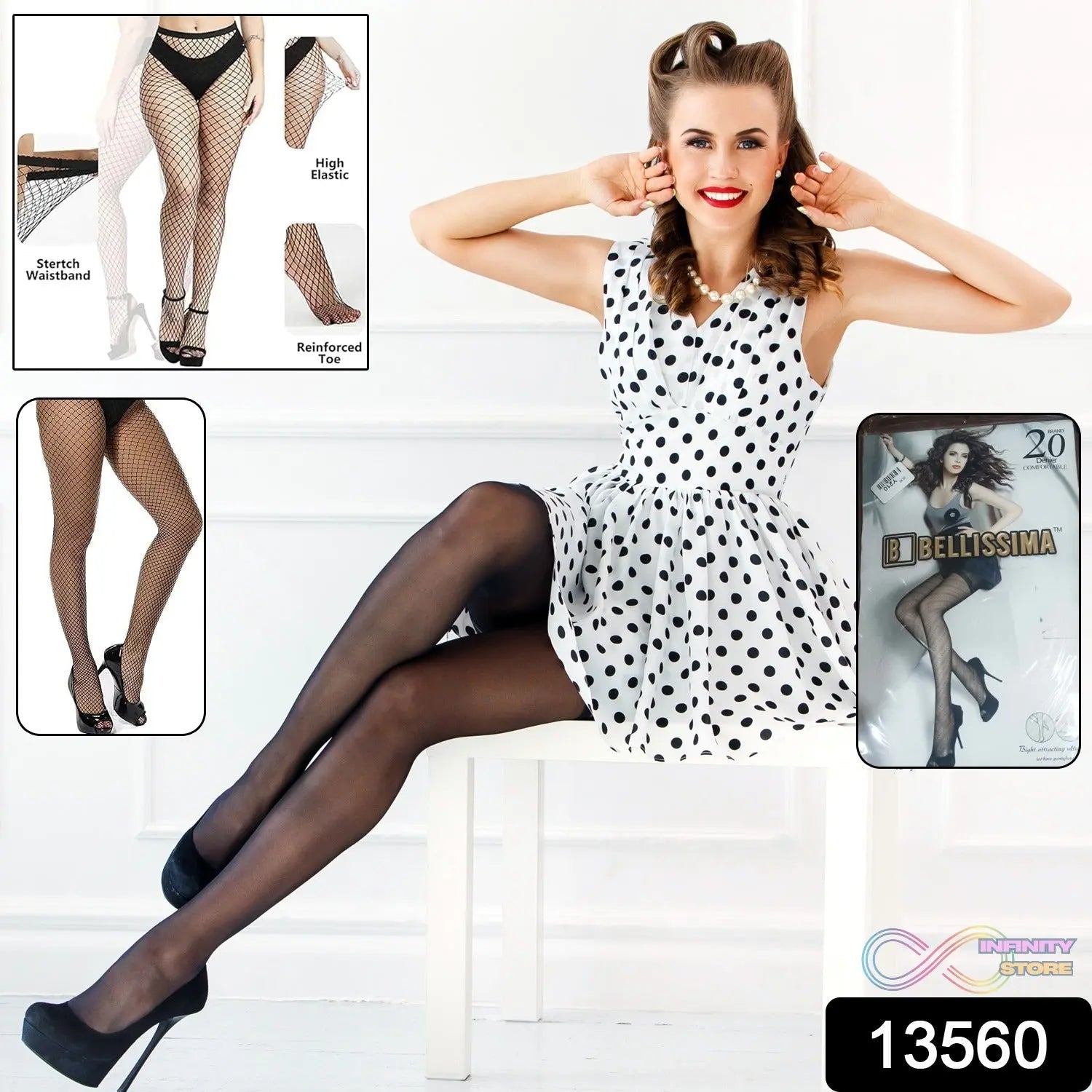 Women's / Girls's High Waist Pantyhose Tights Fishnet Stockings Broad Mesh Net Style (1 Pc) - infinityexculsivestore.com