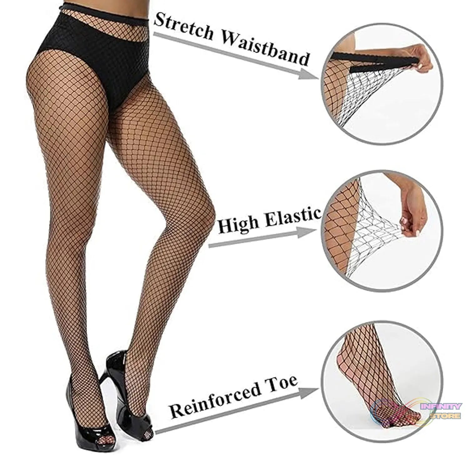 Women's / Girls's High Waist Pantyhose Tights Fishnet Stockings Broad Mesh Net Style (1 Pc) - infinityexculsivestore.com