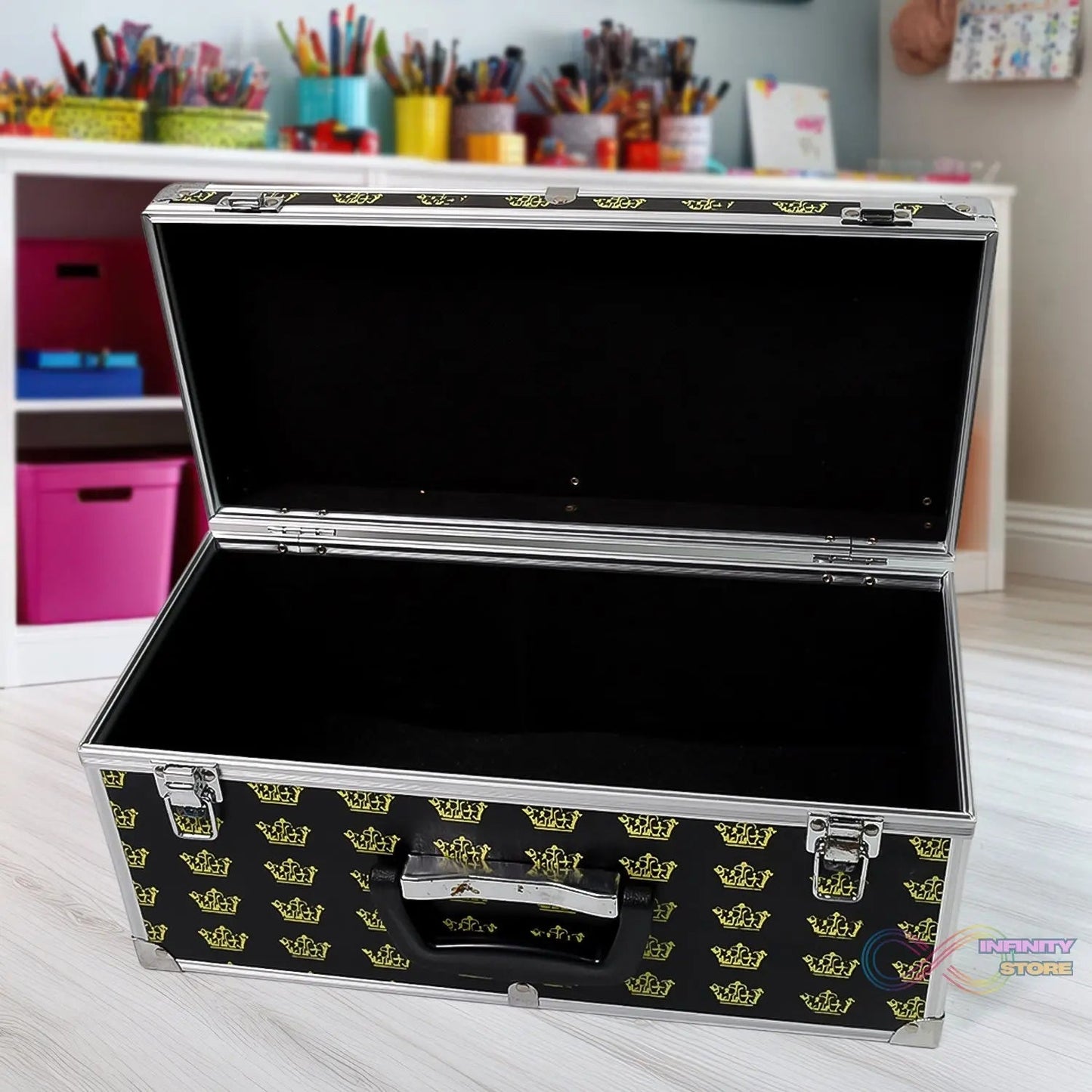 Wooden & Aluminium Multipurpose Portable Suitcase Travel Tool Box (38×17×18 Cm / 1 Pc) - infinityexculsivestore.com